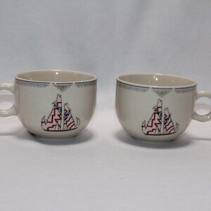 Vintage Epoch Korea Howling Wolves Coffee Tea Mugs Southwest Theme Set of 2